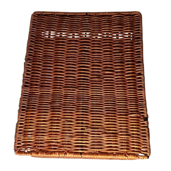 VTG Wicker Rattan 2-Tier Desk File Tray Mail/Letter Office Organizer Boho Style - Picture 6 of 9